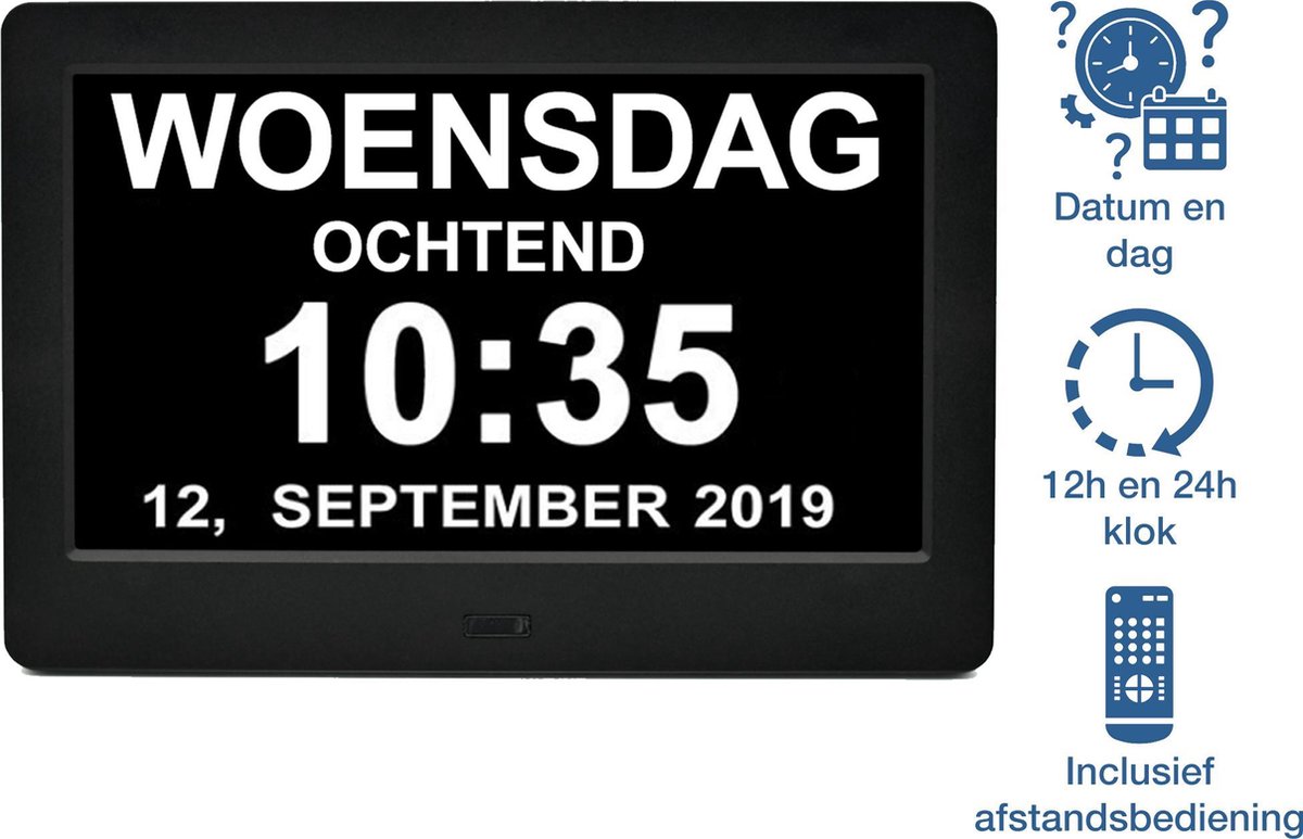 Dementieklok met gratis e-book – Kalenderklok – Klok met datum en dag