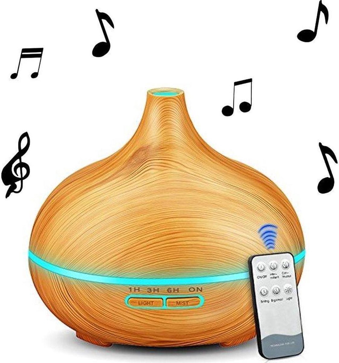 Bluetooth 550ML Aroma Diffuser met EXTRA Bluetooth Speaker - Geurverspreiders - Ultrasone Vernevelaar Bevochtiger Verdamper-Hout Look - Fuegobird