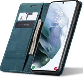 Samsung S21 Plus Hoesje - Samsung Galaxy S21 Plus Book Case Leer Slimline Blauw