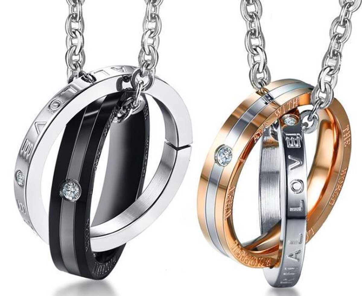 Eternal Love Ringen Ketting Set voor Hem en Haar - Valentijn Cadeautje voor Stellen - Romantische Sieraden Set - Liefdes Cadeau - TrendFox