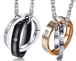 Eternal Love Ringen Ketting Set voor Hem en Haar - Valentijn Cadeautje voor Stellen - Romantische Sieraden Set - Valentijnsdag - Valentijn Cadeautje voor Mannen