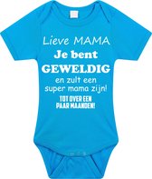 Baby rompertje met leuke tekst | Lieve mama je bent geweldig |zwangerschap aankondiging | cadeau papa mama opa oma oom tante | kraamcadeau | Maat 56 blauw