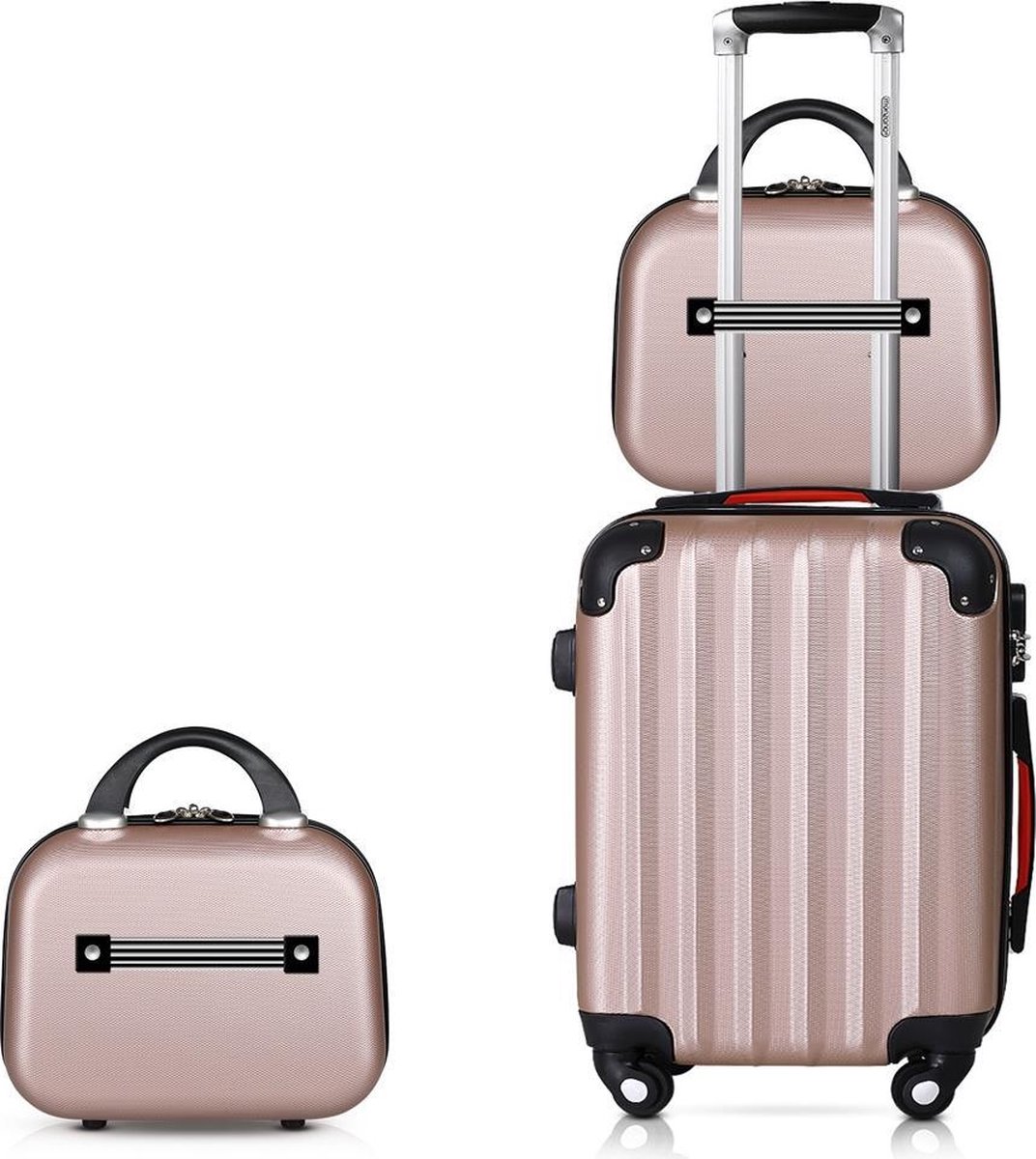Monzana Ensemble de valises rigides 4 pièces Baseline Rosé Beauty case / M  / L / XL | bol