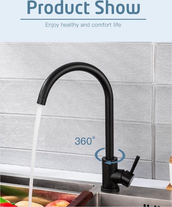 Mat Zwarte RVS Keukenkraan