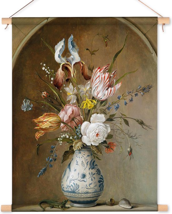 Textielposter / Wandkleed Bloemstilleven - Balthasar van der Ast - 90x125 cm