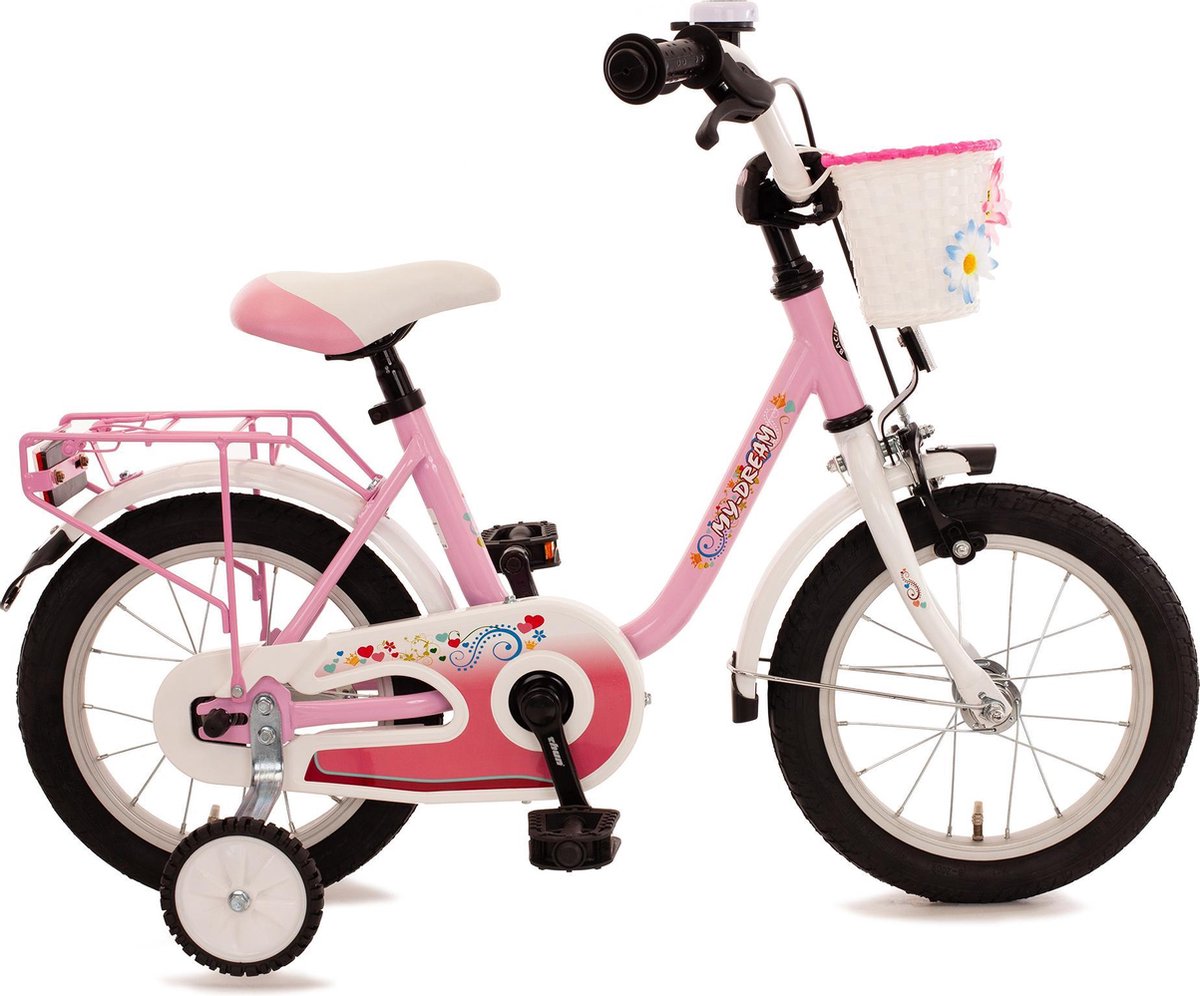 Bachtenkirch My Dream kinderfiets 14 inch roze/wit met mand