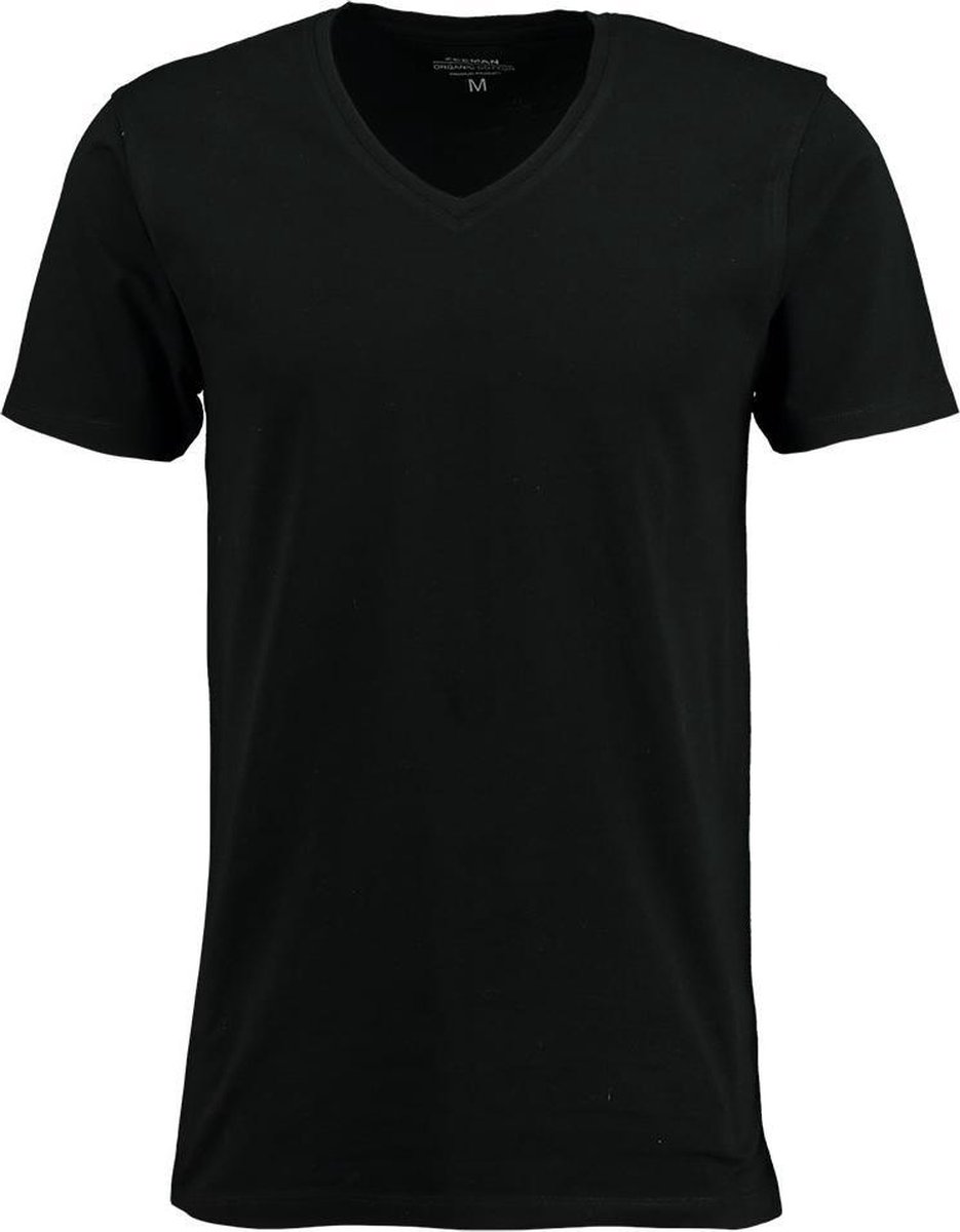 Zeeman heren T-shirt korte mouw V-hals - zwart - maat M - 3 stuks | bol.com