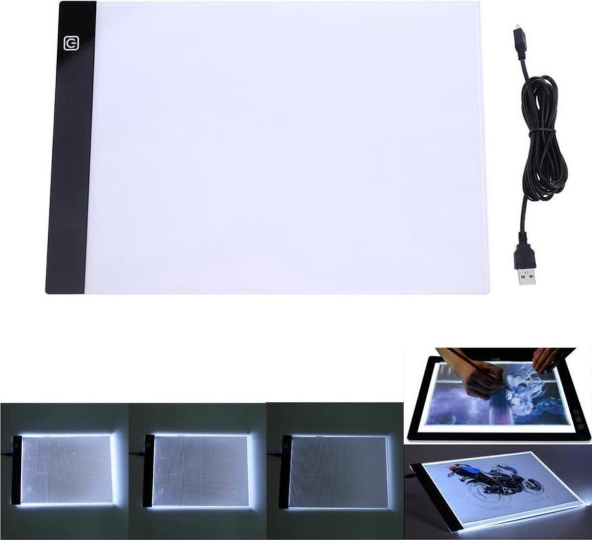 Ultradunne LED Lightpad A4 - dimbaar - Ideaal voor Diamond Painting - Lichtgewicht design - Merkloos