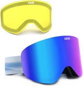 VAIN Slopester Skibril Haze Pack - Anticondens - UV Beschermend - Magnetisch verwisselbare lenzen - Unisex - Blauw/Paarse Spiegel REVO Lens + Extra Lens + Bewaarcase