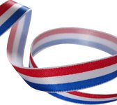Medaille Lint | Satijn Lint 10mm (1,0cm) | Satijnlint Rood Wit Blauw | Nederlandse Vlag | Koningsdag | Luxe Kwaliteit | Eenzijdig Bedrukt | Rol van 22,85 Meter