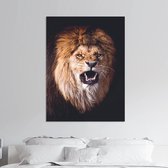 Canvas Schilderij - Leeuwen kop - The King - 60 x 90 cm - PosterGuru.nl