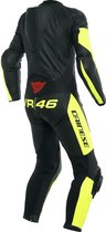 Dainese VR46 Tavullia Perforated Black Fluo Yellow One Piece Racing Suit 48