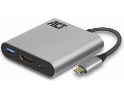 ACT USB-C multiport adapter voor 1 HDMI monitor, 1x USB-A, PD pass-through AC7022