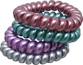 Jessidress Haarelastiekjes Spiraal Telefoonkabel Stevig Spiralen Elastieken Metalliek Kleuren - Roze