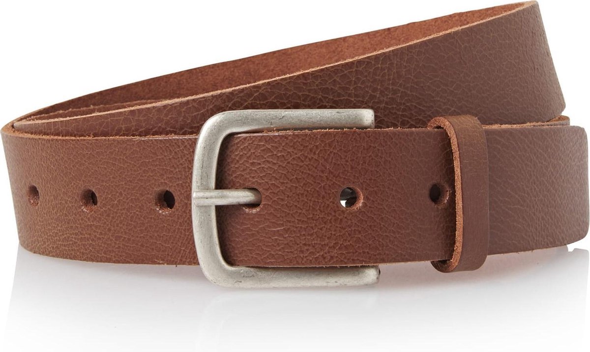 Jeans riem cognac - 3.5 cm breed - jeans riem echt leder - cognac riem - 100% leder - Maat 85 - Totale lengte riem 100 cm
