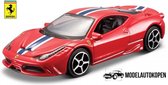 Ferrari 458 Speciale Race & Play (Rood) 1/43 Bburago 12cm - Modelauto - Schaalmodel - Model auto - Miniatuurautos - Miniatuur auto