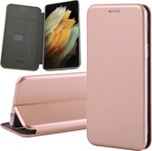 Hoesje geschikt voor Samsung Galaxy S21 Ultra - Book Case Leer ThinShield Roségoud