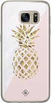 Samsung S7 hoesje siliconen - Ananas | Samsung Galaxy S7 case | Roze | TPU backcover transparant