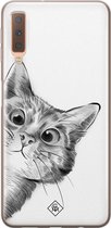 Samsung A7 2018 hoesje siliconen - Peekaboo | Samsung Galaxy A7 2018 case | zwart | TPU backcover transparant