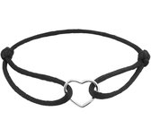 Zilver Gerhodineerde Armband satijn hart (kinder lengte) 1800885