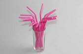 Hello Straw Papieren rietjes buigbaar Fluo Fuchsia 6x197 mm, 100% ECO - 250 stuks / display doos