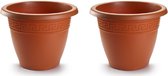 6x stuks bloempotten terra cotta rond diameter 30 cm - Bloemen/plantenbak/plantenpotten van kunststof