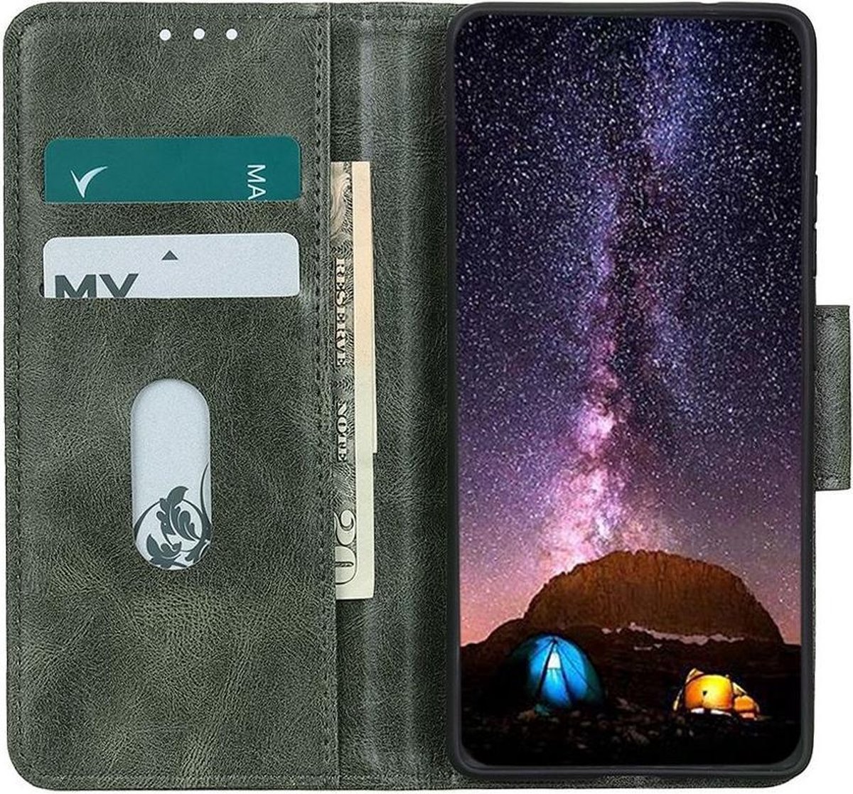Motorola Moto G 5G (2020) Hoesje Wallet Book Case Groen