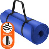 More2Life® Fitness Mat Anti Slip - Yoga Mat - Sport Mat - Fitnessmat Incl. Draagriem en Extra Draagtas - 183x61CM - 1CM  - Hoogwaardige NBR Trainingsmat - Blauw