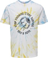 Only & Sons Tie Dye T-Shirt Stop Thinking Tshirts - Tshirt - Heren - Wit - XL