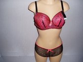 Lingerie setje Fine woman met kant fluor oranje zwart 95B/C