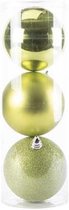 Reuze kerstbal, set van 3 kunststof ballen, groen, Ø 15 cm