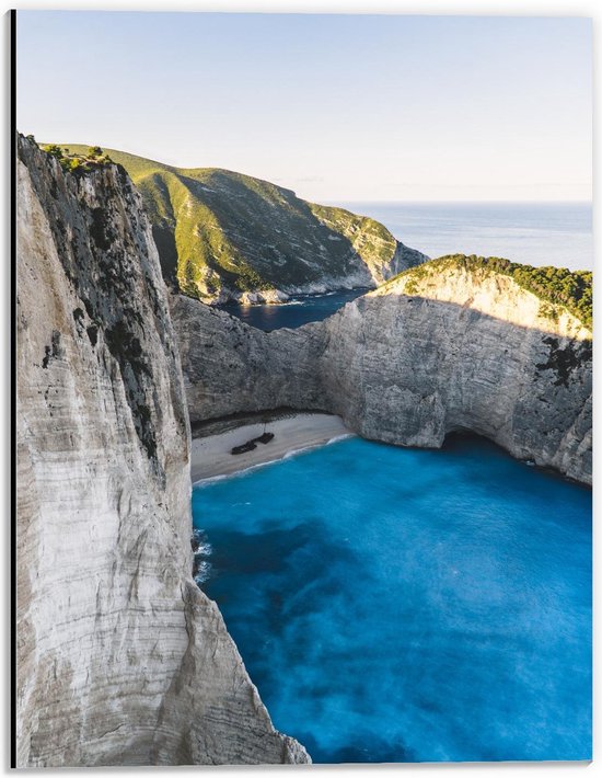 Dibond - Navagio Beach - Zakynthos - Griekenland - 30x40cm Foto op Aluminium (Met Ophangsysteem)