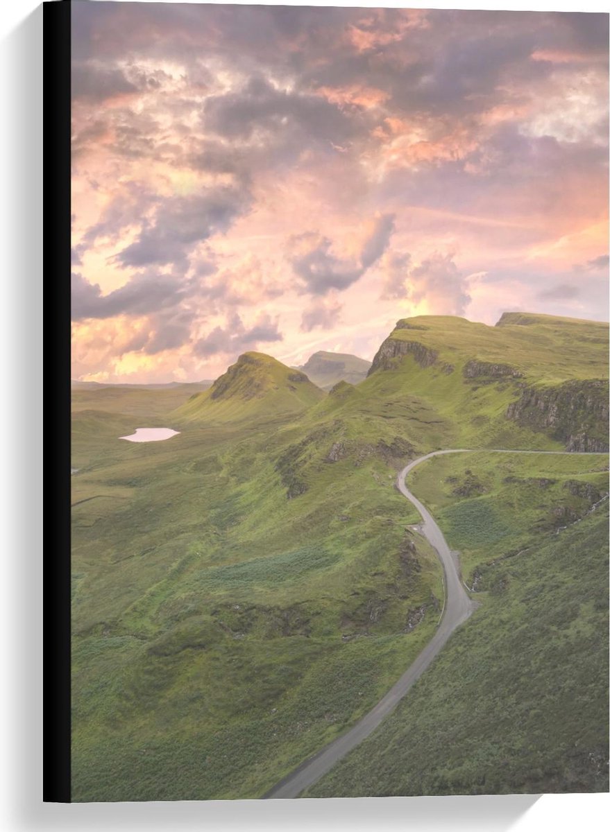 KuijsFotoprint Canvas - The Quiraing Landschap, Schotland - 40x60cm Foto op Canvas Schilderij (Wanddecoratie op Canvas) Blauw