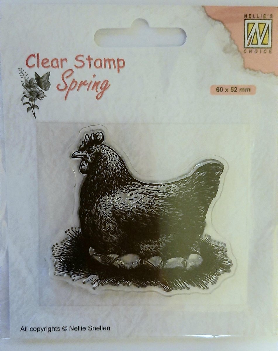 SPCS019 Clear Stamp Nellie Snellen - mother hen - stempel kip met eieren - lente - pasen