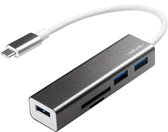 Logilink USB-C 3 poorts usb 3.0 HUB met kaarlezer