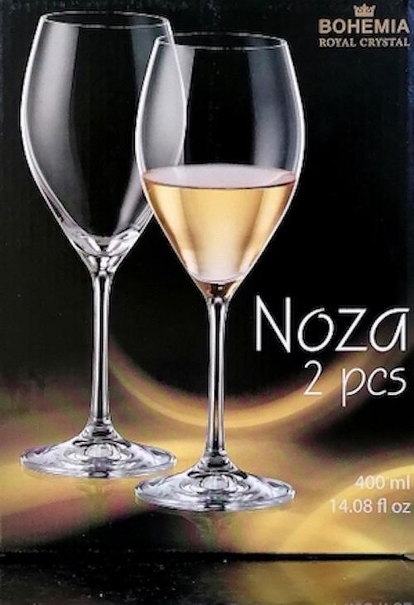 2x mooie kristallen wijnglazen NOZA - witte wijn glazen - Bohemia - set 2 stuks