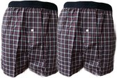 Embrator 2-stuks mannen Boxershorts geweven katoen donkerblauw/donkerrood XXL