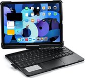 Case2go - Tablet Toetsenbord Hoes geschikt voor Apple iPad Air 11 (2024) / iPad Air 10.9 (2022) - QWERTY - Bluetooth Toetsenbord hoes - Toetsenbord verlichting en Touchpad - 360 graden draaibaar -Zwart