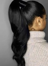 Ponytail Wrap Around Paardenstaart 55cm net echt haar 140gram 55cm kleur zwart