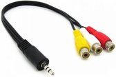 Garpex® AUX Verloopkabel - 3.5mm Jack (mannelijk) naar 3 RCA (vrouwelijk) - Splitter Audio Video Kabel – PC Smartphone Telefoon Tablet Stereo Home Cinema Set Versterker TV