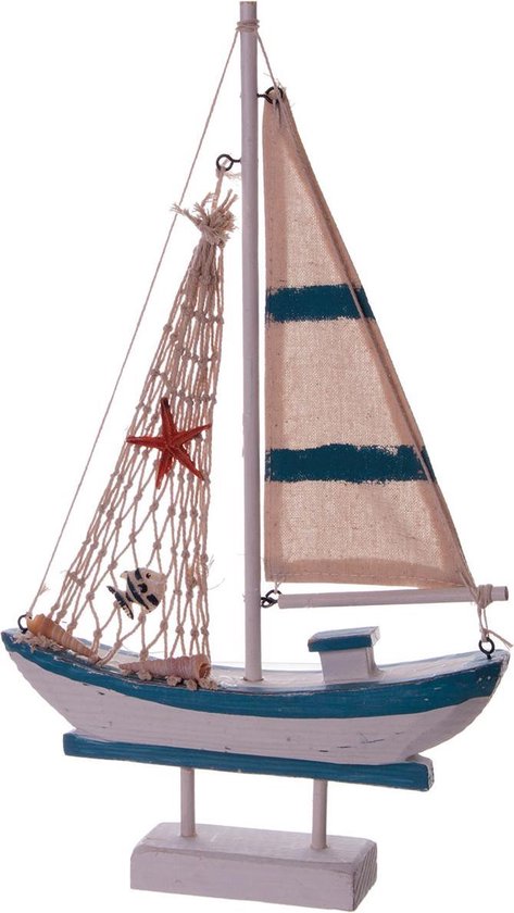 Houten Boot Decoratie Zee H=35cm | Vissersboot | Zee | Bedankje | Geschenk | Babyshower | Feestdecoratie | Knutsel | Hobby