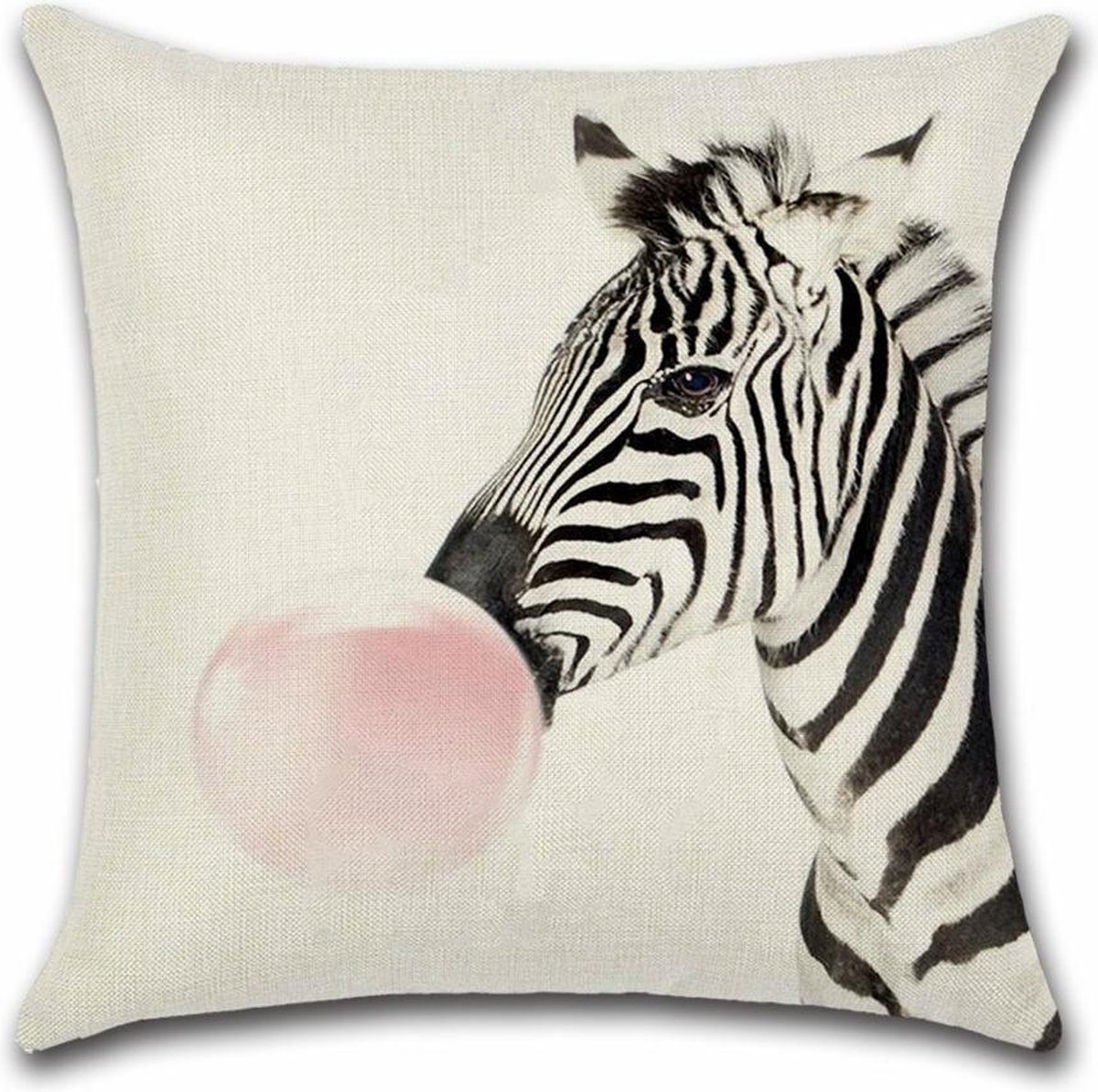Kussenhoes Animal Party - Zebra met Ballon - Kussenhoes - 45x45 cm - Sierkussen - Polyester - By Javy