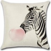Kussenhoes Animal Party - Zebra met Ballon - Kussenhoes - 45x45 cm - Sierkussen - Polyester
