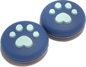 Nintendo Switch & Lite | 1 Set = 2 Thumbgrips | Hondenpootjes | Blauw met Lichtblauw