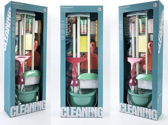 STRADING | schoonmaakset kinderen |  poetsset |bezem | Dweil | 12 Delig |schoonmaakwagen | schoonmaakkarretje speelgoed - Merkloos