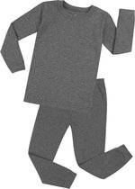 Elowel - Unisex 'Volle Kleur' Pyjama, 2 Delig, 100% Katoen, Comfortabel, Slim fit Broek | 4 Jaar | Grijs