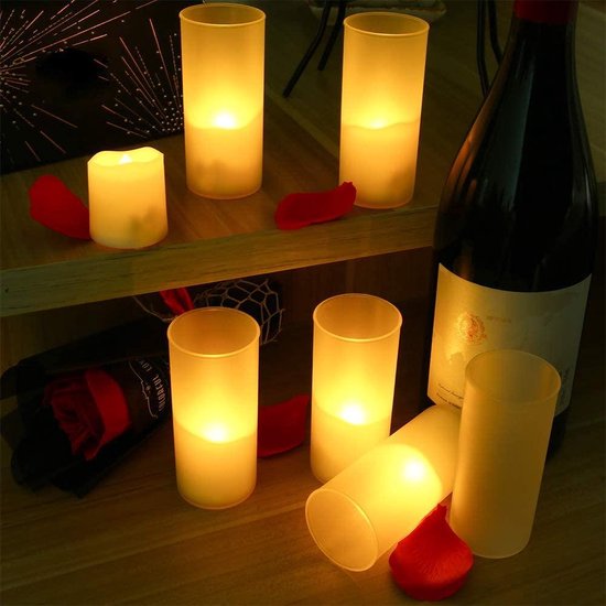 Horeca LED kaarsen - Oplaadbaar - 18-20 uur - 6 stuks - 40/45mm - Met Timer  | bol.com
