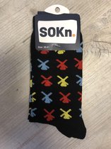 SOKn. trendy sokken "Gekleurde Molens Holland"  maat 35-41  (Ook leuk om kado te geven !)