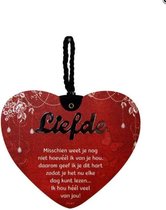 Liefdes hart Liefde misschien weet .... met een pakkende tekst - MDF - 14x17 - Geschenk