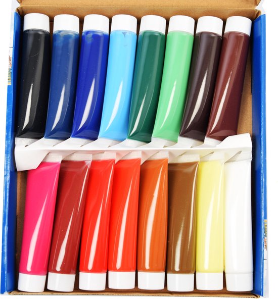 Acrylverf tubes in 16 kleuren 36 ml - Hobby/knutselmateriaal - Schilderij  maken - Verf... | bol.com